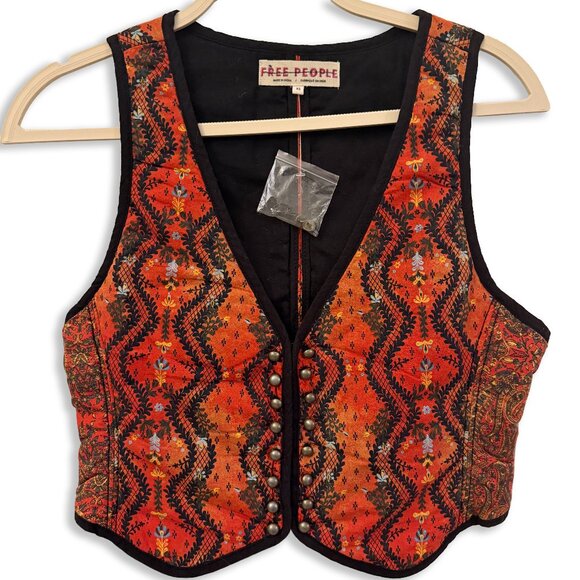 🆕 NWOT Free People | Gemini Quilted Vest in Rust Combo | XS - Picture 2 of 15